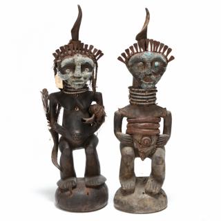 Appraisal: Congo Bosongye Fetish Male and Female Pair carved wood each