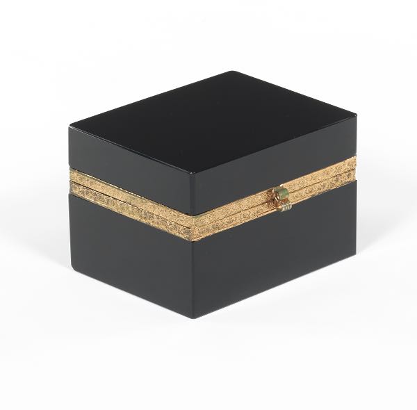 Appraisal: Moser Black Onyx Glass and Gilt Meal Vanity Box x