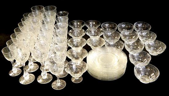 Appraisal: Webb Hawkes type glassware with cut scroll and flower blossoms