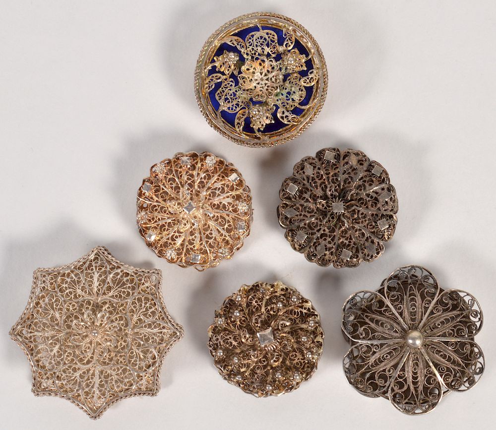 Appraisal: Rare Filigree Pomander Vinaigrette Boxes Rare grouping of silver filigree