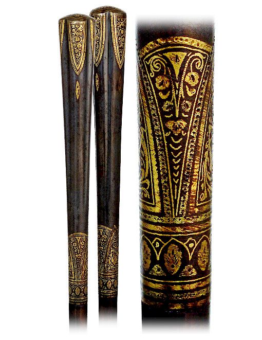 Appraisal: Toledo Damascene Steel and Gold Dress Cane -Ca -Damascene steel