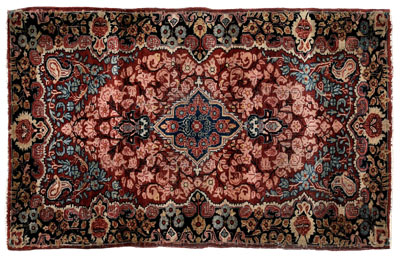 Appraisal: Sarouk rug large central medallion with floral border ft in