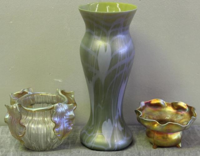 Appraisal: Art Glass and Tiffany Lot Includes a signed L C