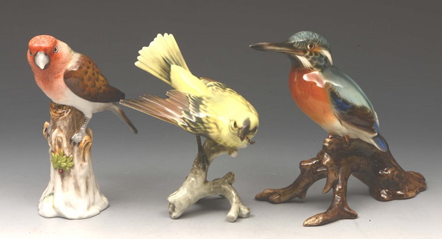 Appraisal: A DRESDEN PORCELAIN FIGURINE OF A BULLFINCH painted Dresden mark