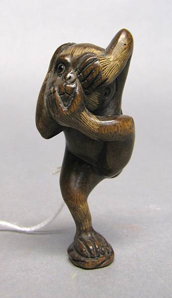 Appraisal: Japanese Works of ArtNetsuke and Okimono With inlaid eyes and