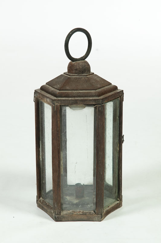 Appraisal: LANTERN American th century Octagonal lantern in a wooden frame