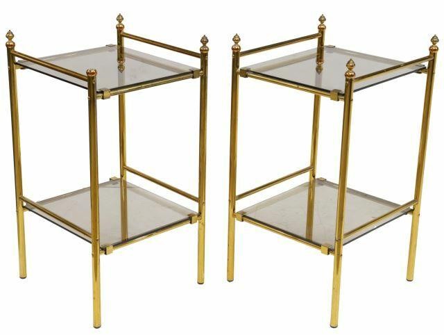 Appraisal: pair French gilt metal side tables mid th c with