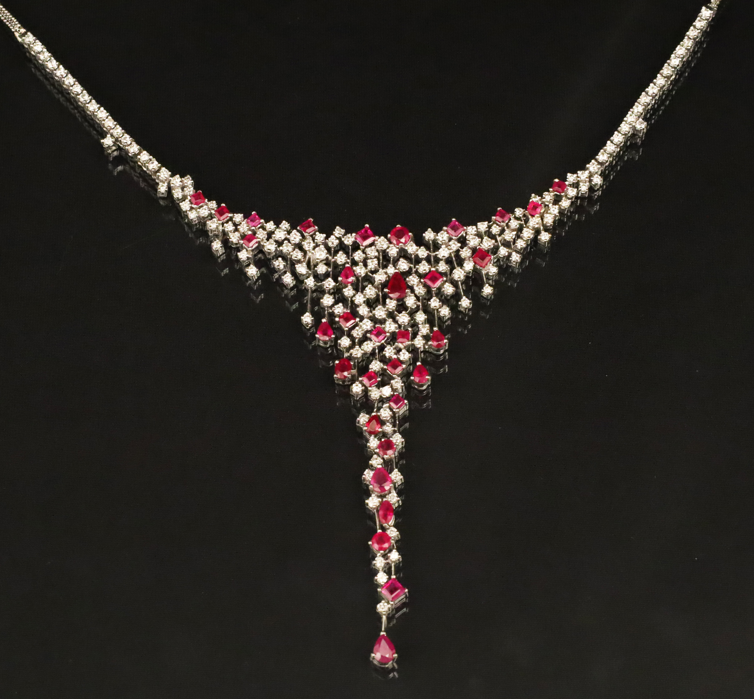 Appraisal: K WHITE GOLD CUSTOM DIAMOND RUBY NECKLACE K white gold