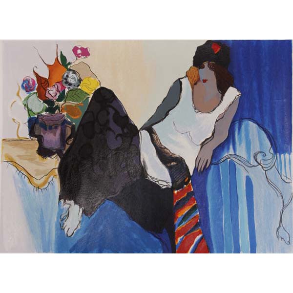 Appraisal: Itzchak Tarkayseated woman with flowers blue backgroundserigraphpencil signed and numbered