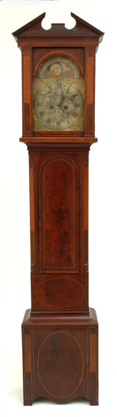 Appraisal: A GEORGE III FLAME MAHOGANY LONGCASE CLOCK Moses Abraham Frome