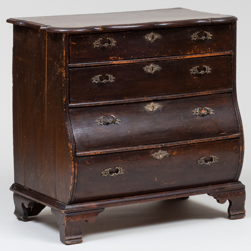 Appraisal: DUTCH STAINED OAK BOMB CHEST OF DRAWERS x x in