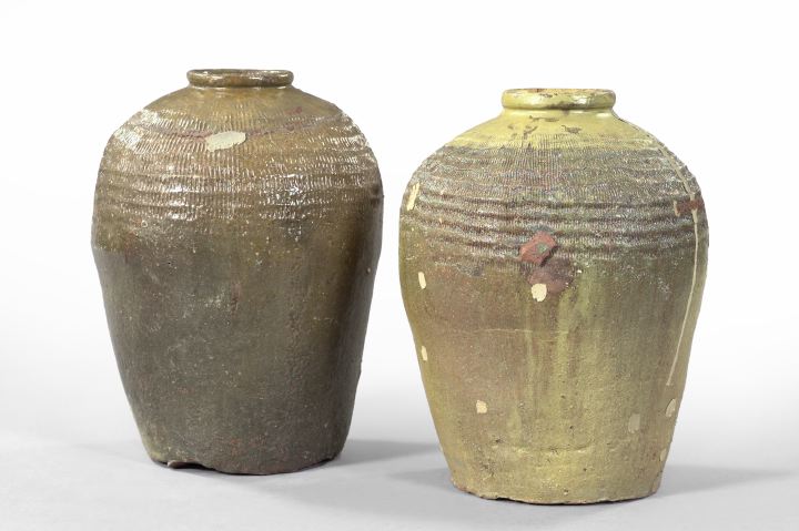 Appraisal: Large Pair of Chinese Provincial Stoneware Storage Jars third quarter