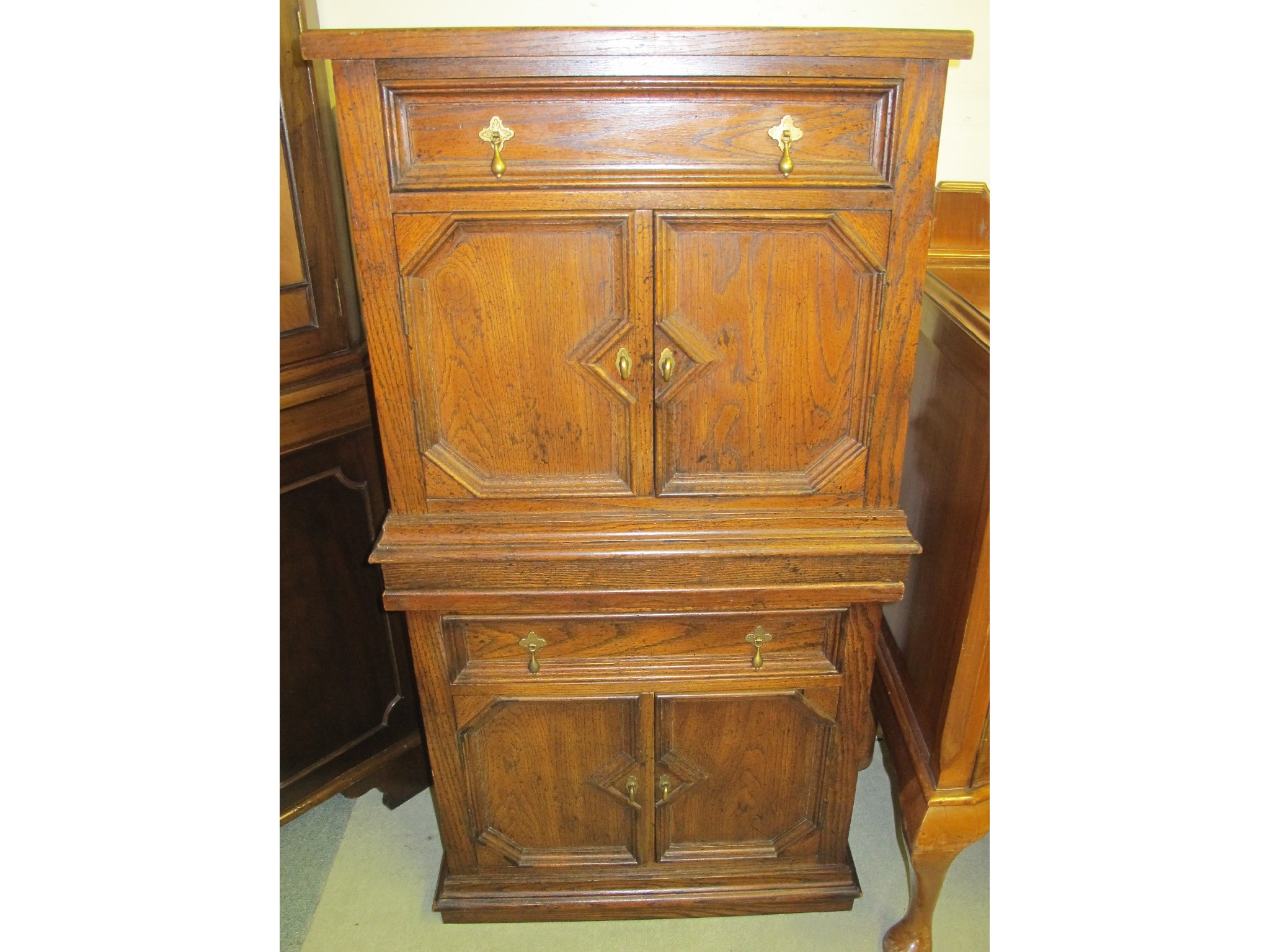 Appraisal: Two oak bedside cabinets