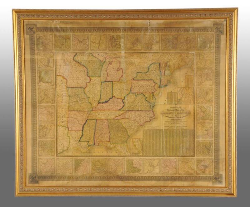 Appraisal: Paper on Linen Map of American Republic Description Dated United