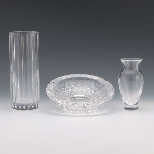 Appraisal: THREE CRYSTAL TABLE ITEMS INCLUDING BACCARAT WATERFORD AND STEUBEN Including