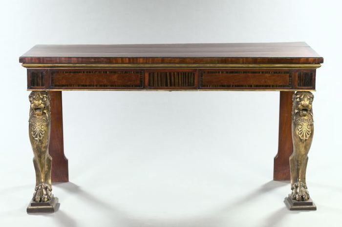 Appraisal: Regency-Style Mahogany and Giltwood Console Table partially composed of antique