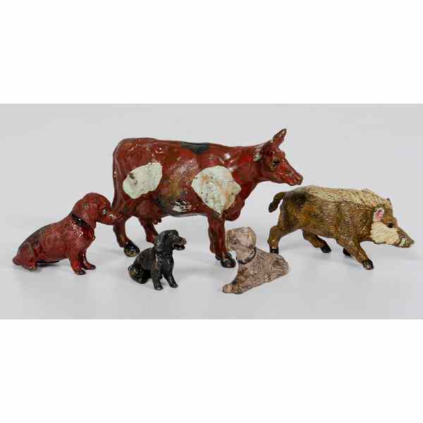 Appraisal: Cold-painted Bronze Animals Austrian th century Five bronze animal figures