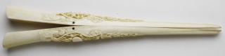 Appraisal: th c Victorian era Chinese ivory glove stretcher deep relief