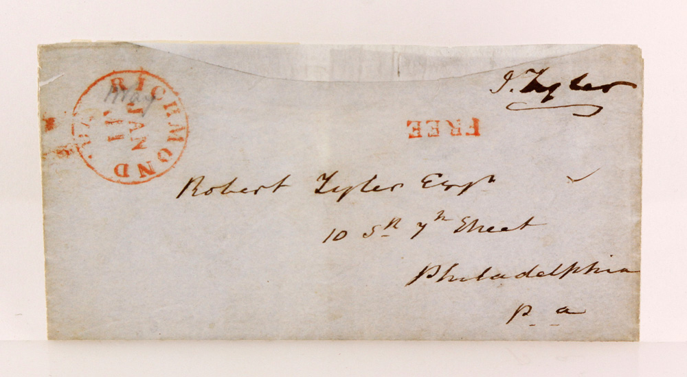 Appraisal: - John Tyler Signed Envelope John Tyler signed envelope addressed