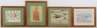 Appraisal: GASSER Henry Lot of Drawings All signed Ink and watercolor