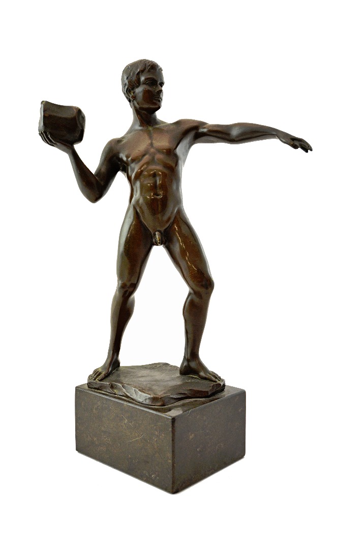 Appraisal: H Keck bronze figure of a young man th century