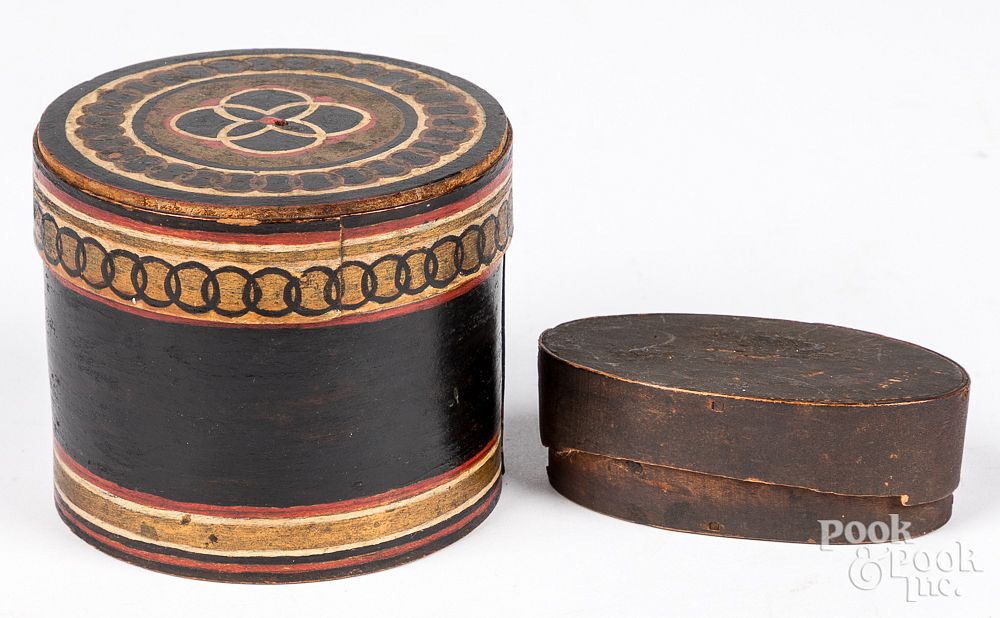 Appraisal: Two painted boxes th c Two painted boxes th c