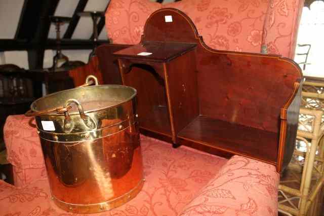 Appraisal: AN EDWARDIAN MAHOGANY SHELF with string inlaid decoration together with