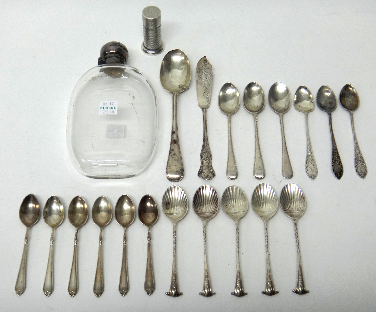 Appraisal: Silver and silver mounted wares comprising an oval glass spirit