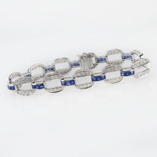 Appraisal: Carat Calibre Cut Sapphire Carat Round Cut Diamond and Platinum