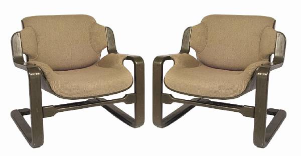 Appraisal: A pair of contemporary upholstered armchairs height in width in