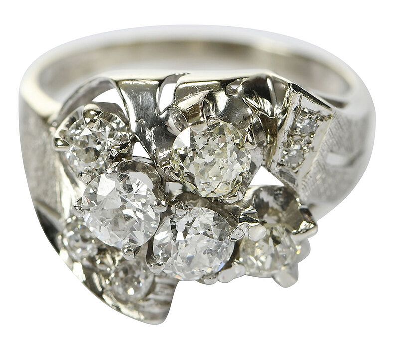 Appraisal: Retro kt Diamond Ring nine old mine and European cut