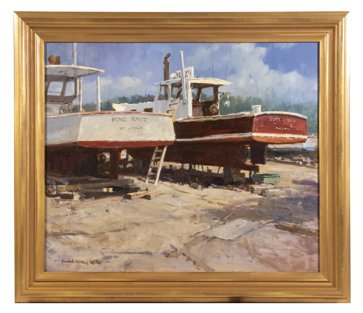 Appraisal: TODD RIEFERS CONTEMPORARY INDIANA Vinalhaven depicting a boatyard oil on