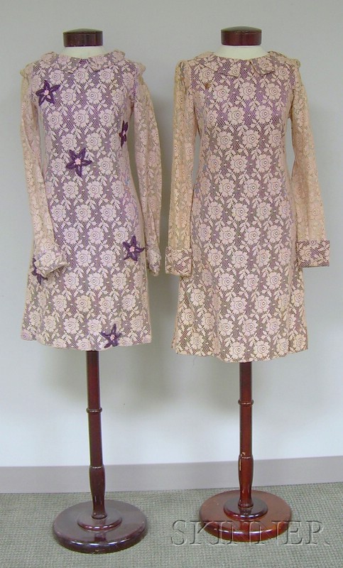 Appraisal: Two Vintage Pink and Purple Crocheted Minidresses Mary Quant's Ginger