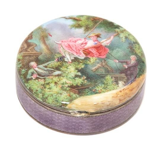 Appraisal: A French Porcelain Mounted and Gilt Metal Snuff Box A