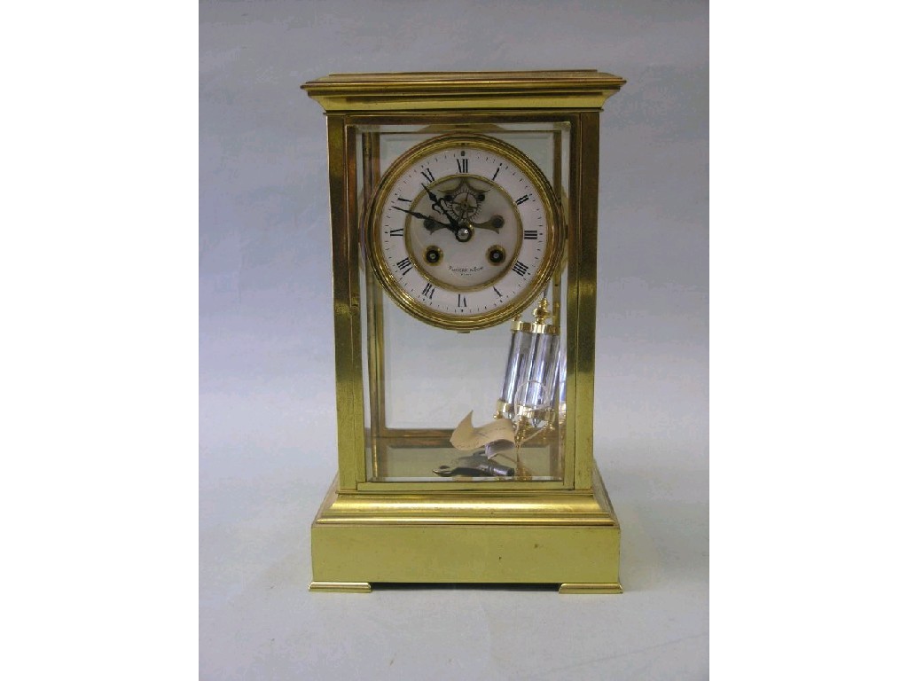 Appraisal: A late th century French 'four-glass' mantel clock skeleton dial