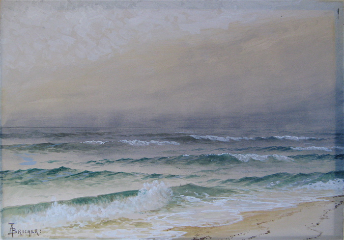 Appraisal: SEASCAPE PAINTING in watercolor and gouache on paper glued down