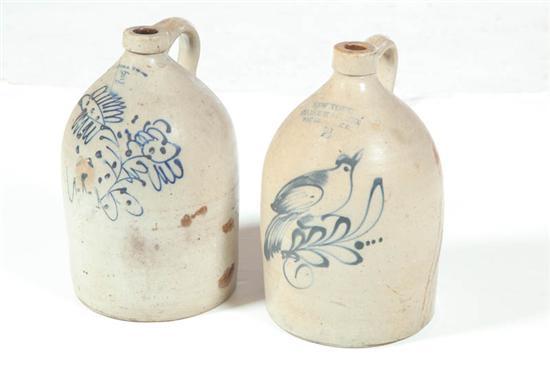 Appraisal: TWO STONEWARE JUGS American mid th century Both have stamped