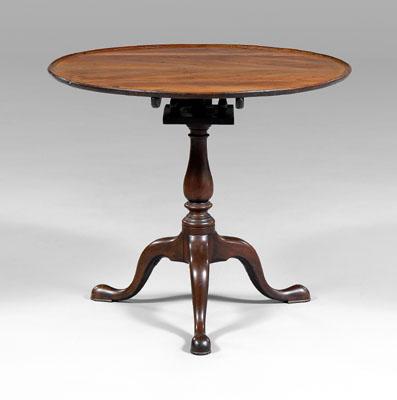 Appraisal: New York Chippendale tilt-top table dished mahogany top with birdcage