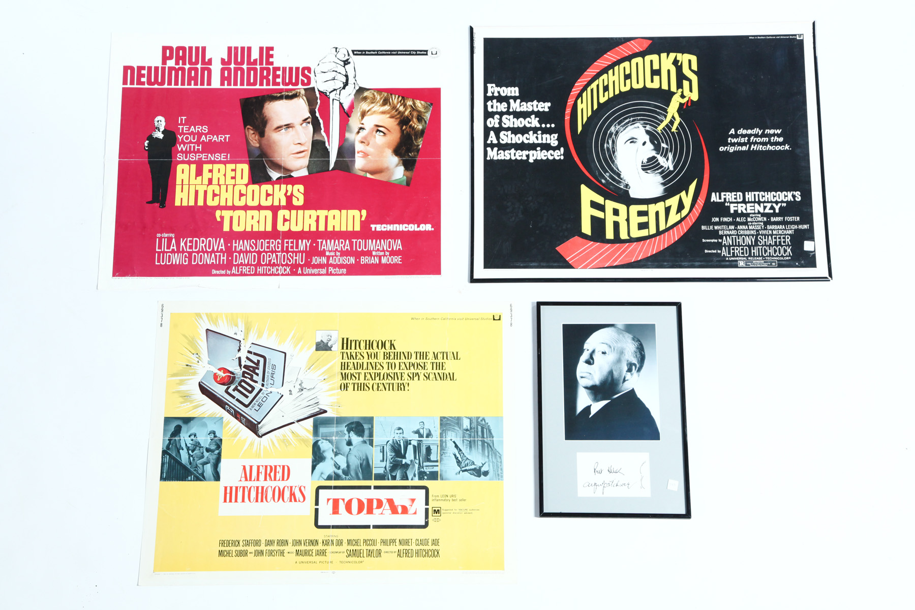 Appraisal: ALFRED HITCHCOCK MEMORABILIA American s A photo assemblage with autograph