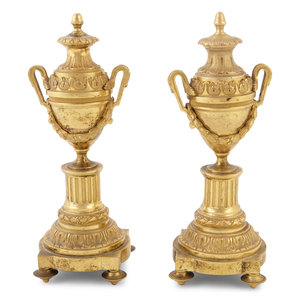 Appraisal: A Pair of English Gilt Brass Cassolettes in the Manner