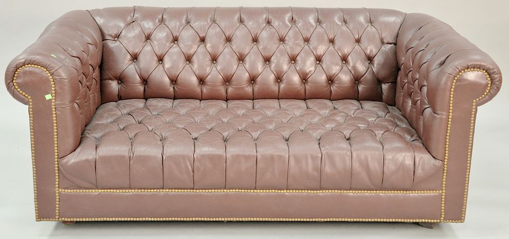 Appraisal: Chesterfield style sofa one button top missing ht in lg