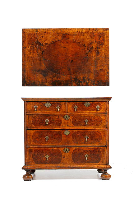 Appraisal: AN EARLY TH CENTURY WALNUT CHEST of two short and