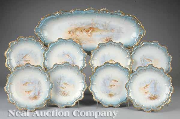 Appraisal: A Limoges Porcelain Fish Service c consisting of an oblong