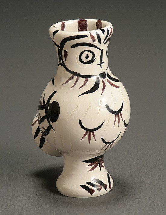 Appraisal: Pablo Picasso Spanish - Wood Owl Glazed ceramic vase painted