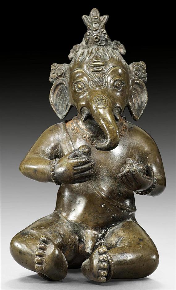 Appraisal: A BROWN PATINATED BRASS FIGURE OF GANESHA AS A CHILD