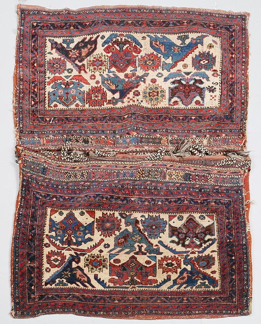 Appraisal: A PAIR OF LATE TH CENTURY AFSHAR WHITE GROUND BAGS