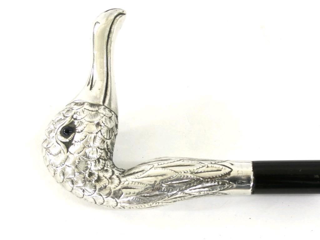 Appraisal: Walking cane with white metal duck's head handle