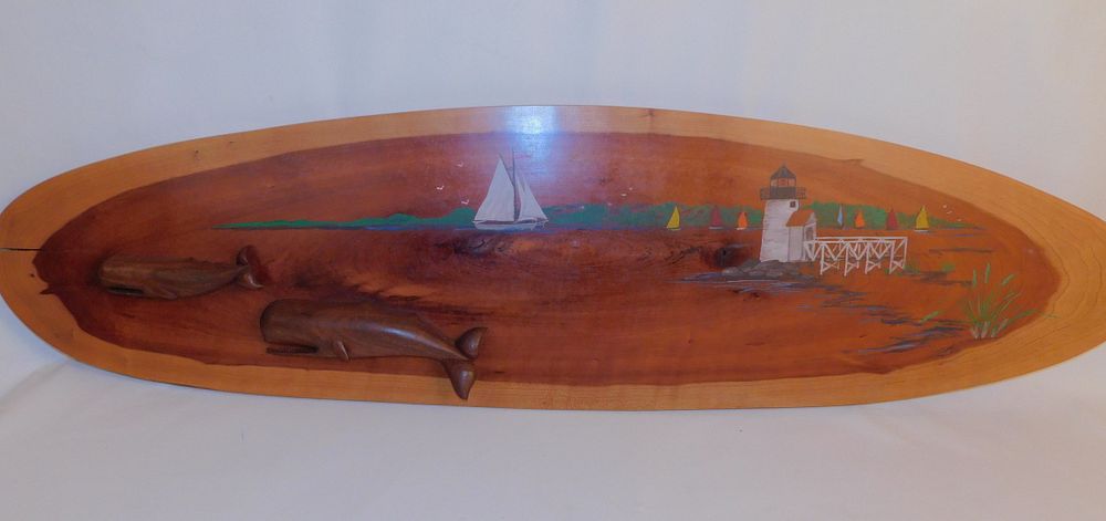 Appraisal: NANTUCKET WHALE PLAQUE BY OTTISON Vintage hand carved and painted