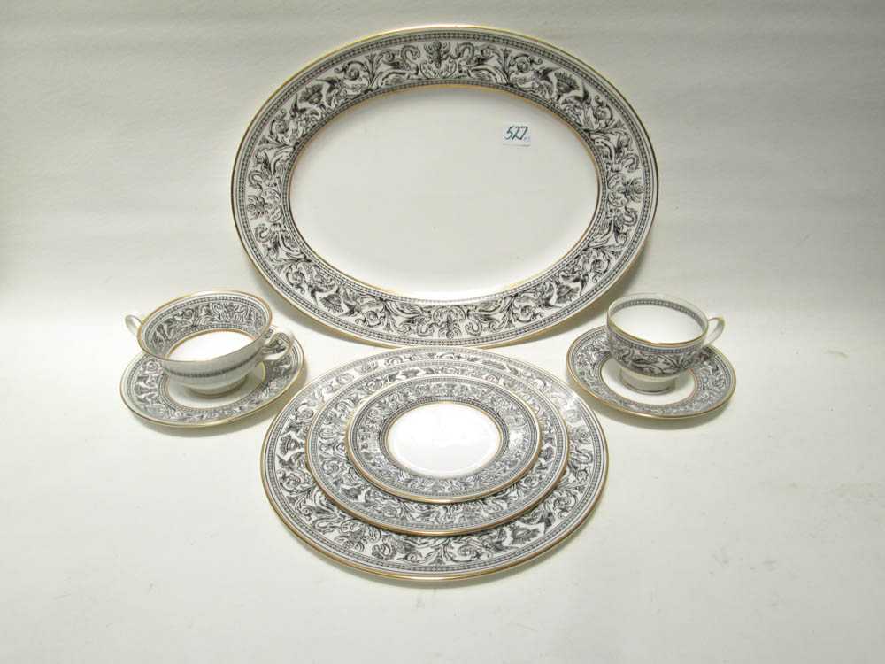 Appraisal: WEDGWOOD FLORENTINE CHINA SET pattern forty-seven pieces comprised of dinner