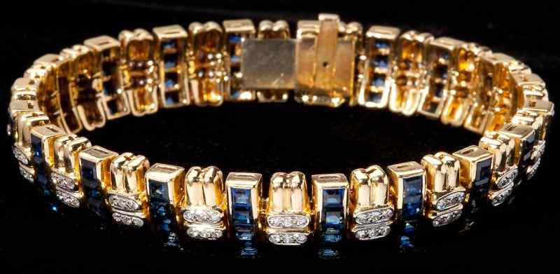 Appraisal: Sapphire and Diamond Line Braceletdesigned as a vertical link bracelet